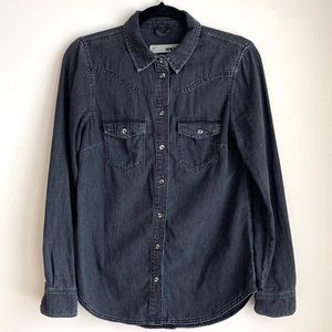 TopShop Moto Washed Black Button Up Shirt